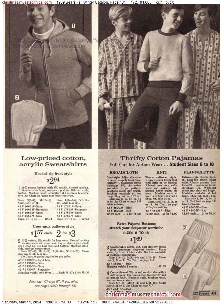 1969 Sears Fall Winter Catalog, Page 431