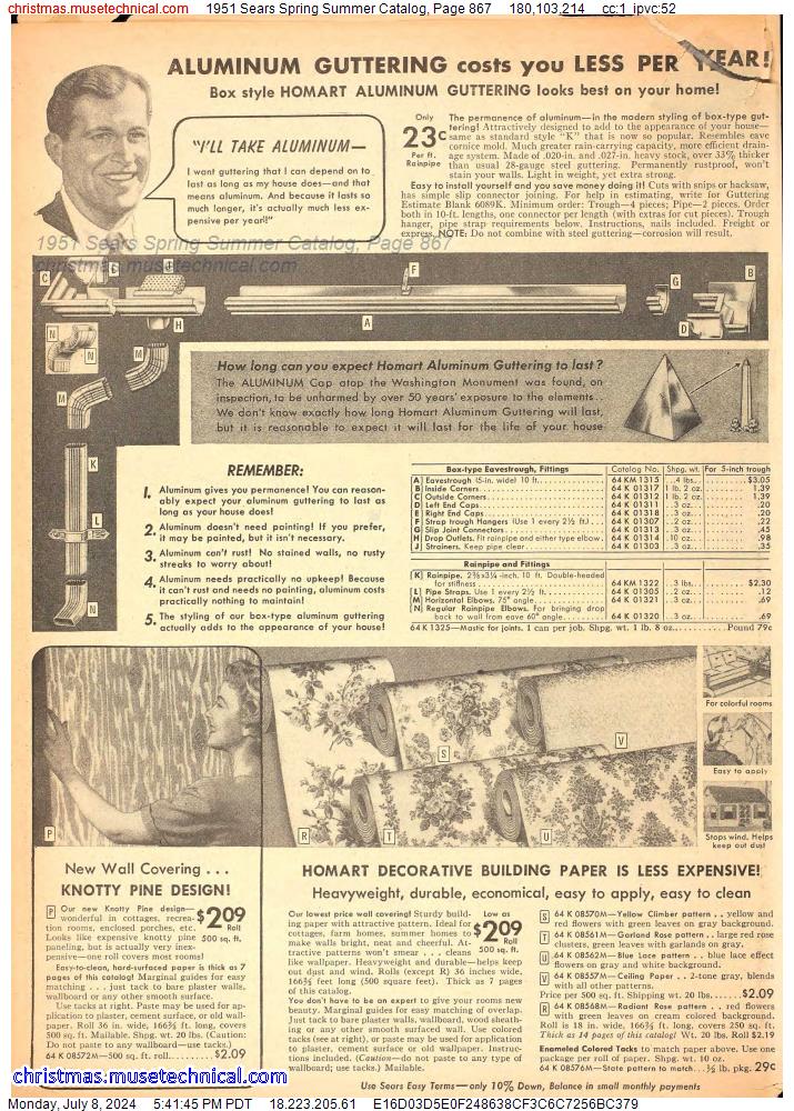 1951 Sears Spring Summer Catalog, Page 867