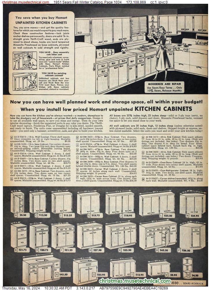 1951 Sears Fall Winter Catalog, Page 1034