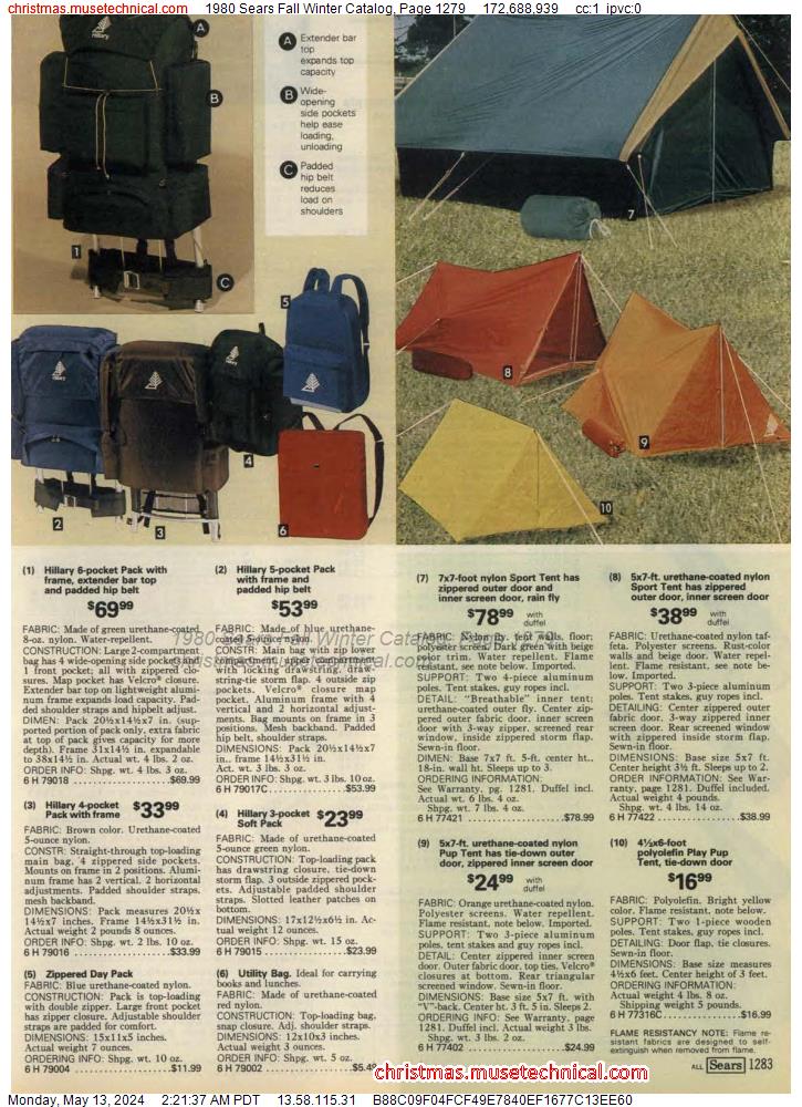 1980 Sears Fall Winter Catalog, Page 1279