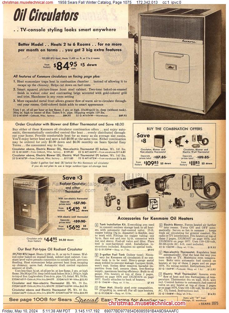 1958 Sears Fall Winter Catalog, Page 1075