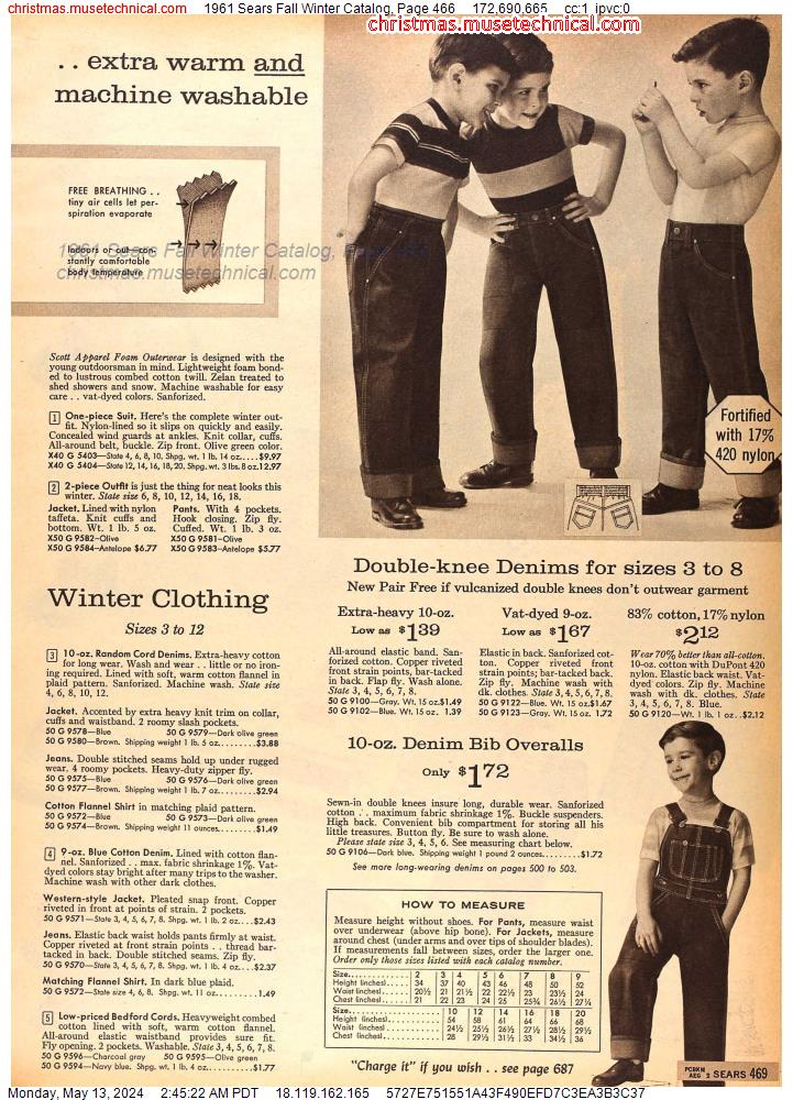 1961 Sears Fall Winter Catalog, Page 466