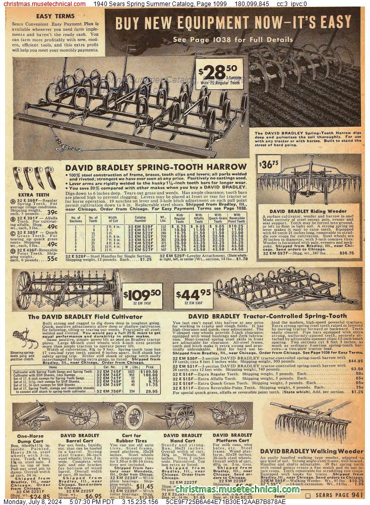 1940 Sears Spring Summer Catalog, Page 1099