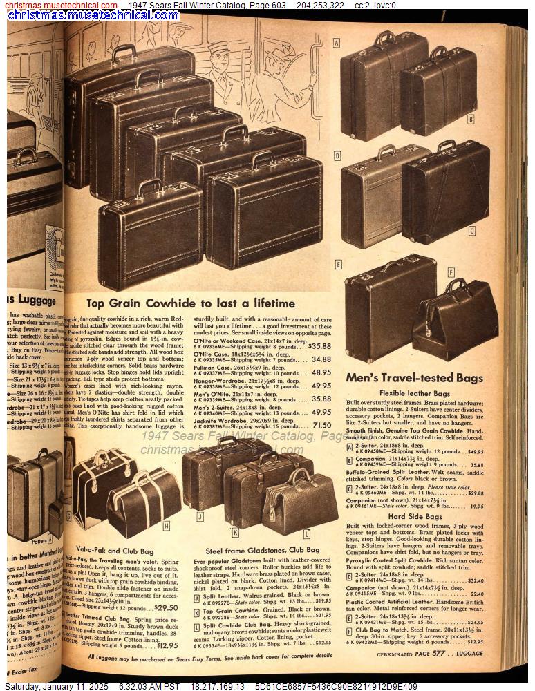 1947 Sears Fall Winter Catalog, Page 603