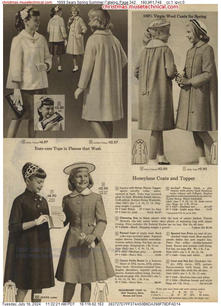 1959 Sears Spring Summer Catalog, Page 342
