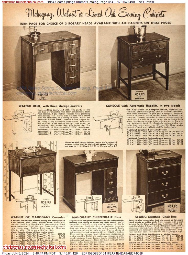 1954 Sears Spring Summer Catalog, Page 814