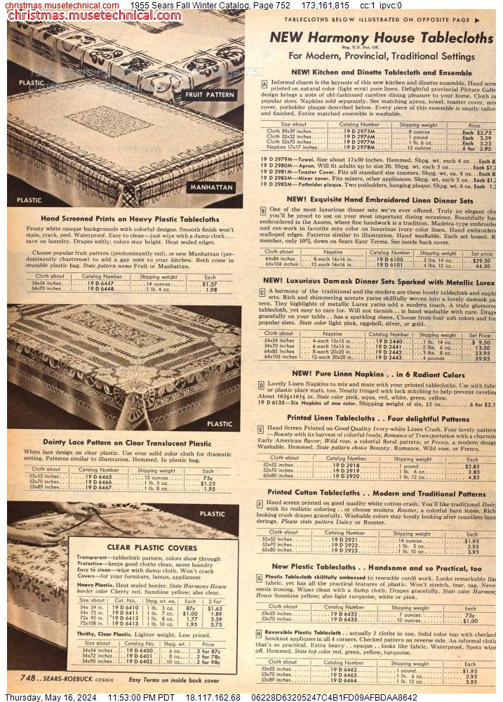 1955 Sears Fall Winter Catalog, Page 752