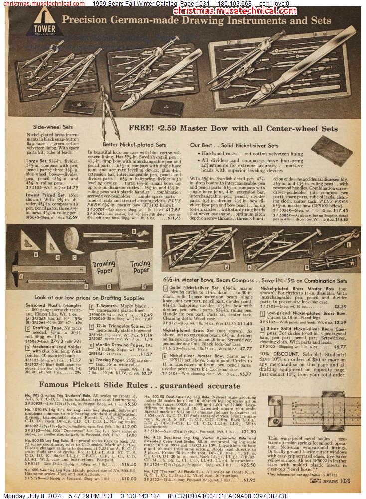 1959 Sears Fall Winter Catalog, Page 1031