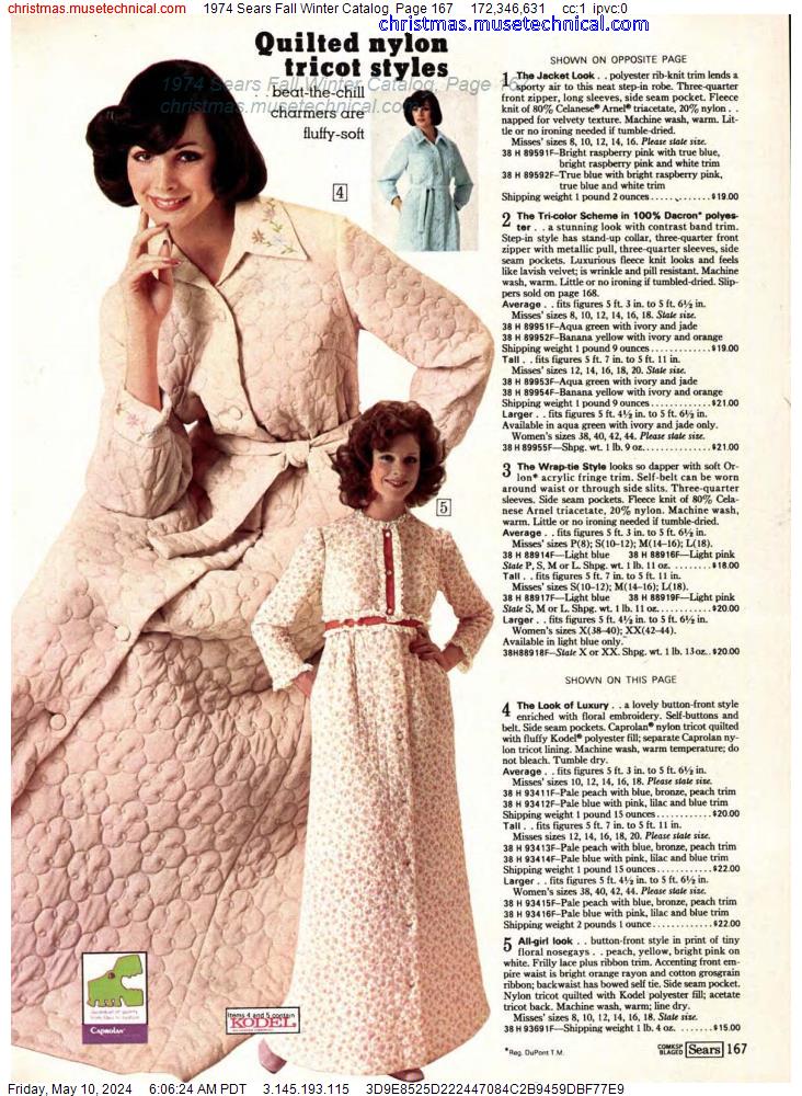 1974 Sears Fall Winter Catalog, Page 167