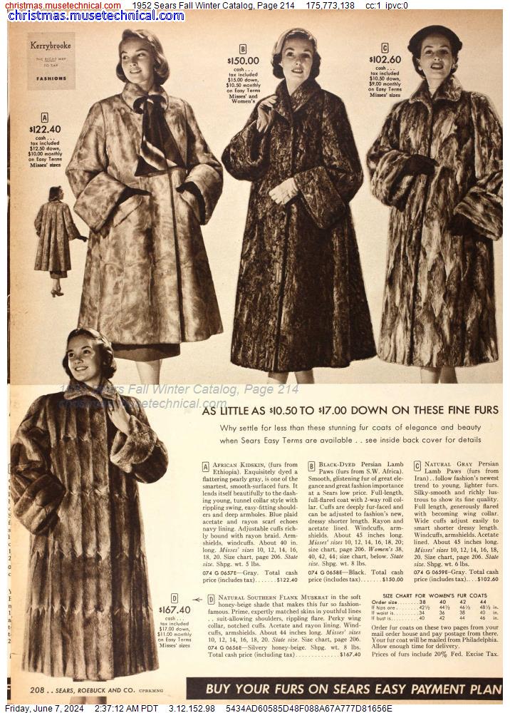 1952 Sears Fall Winter Catalog, Page 214