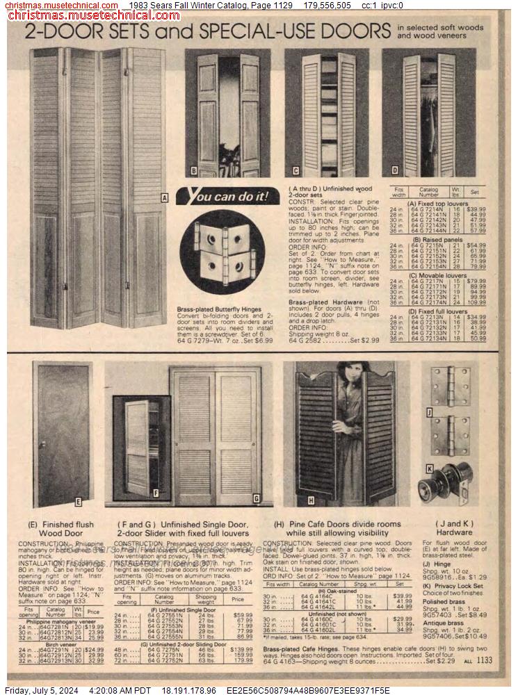 1983 Sears Fall Winter Catalog, Page 1129
