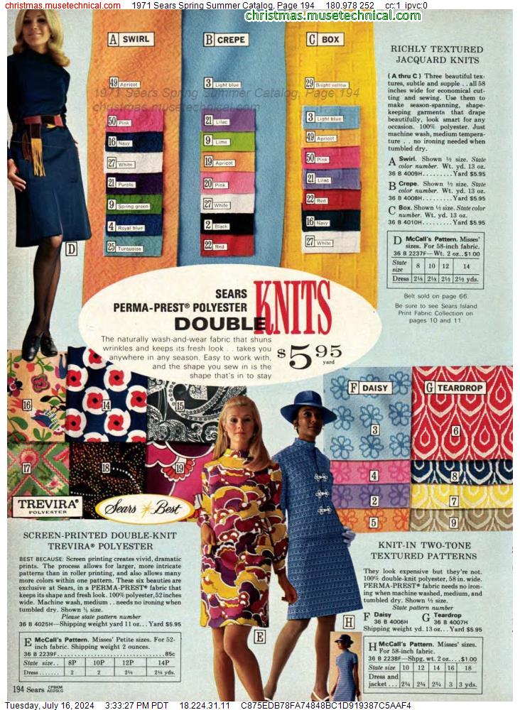 1971 Sears Spring Summer Catalog, Page 194