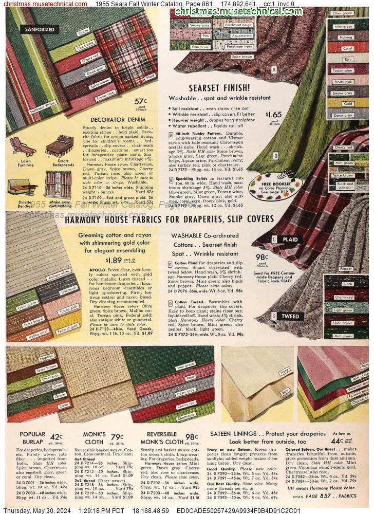 1955 Sears Fall Winter Catalog, Page 861