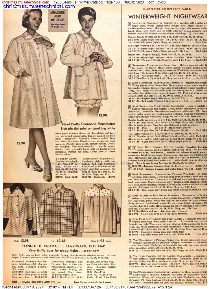 1955 Sears Fall Winter Catalog, Page 188