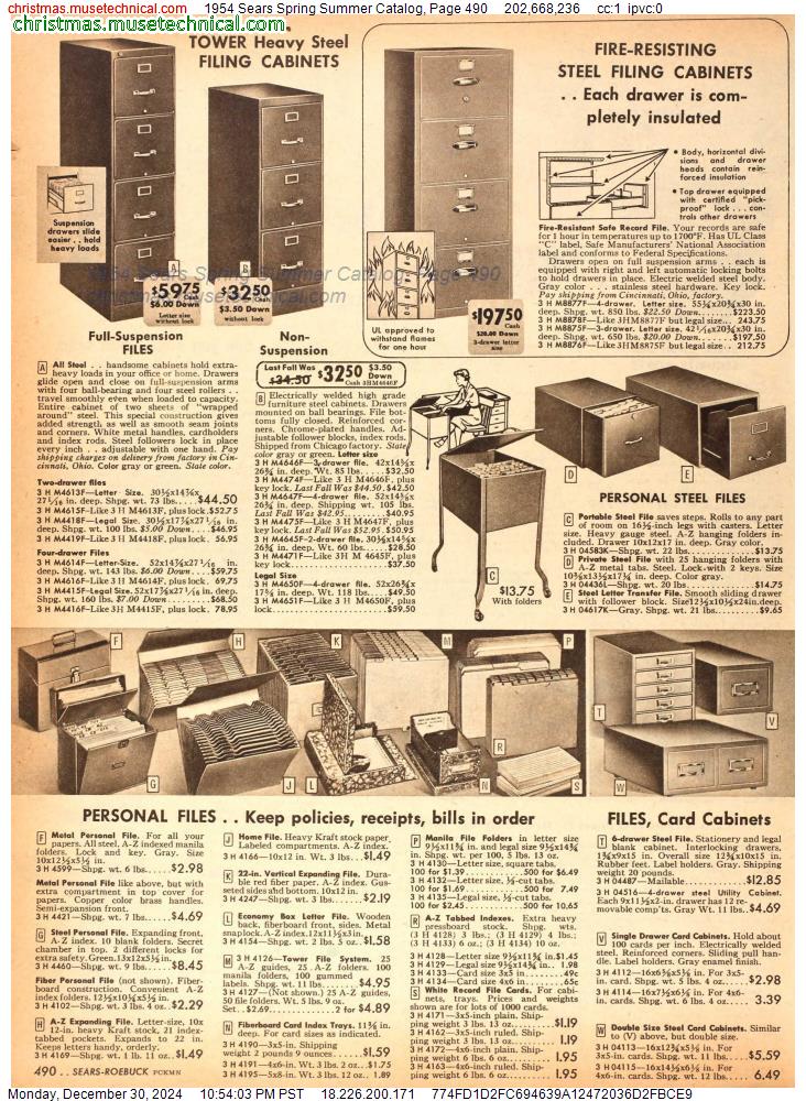 1954 Sears Spring Summer Catalog, Page 490