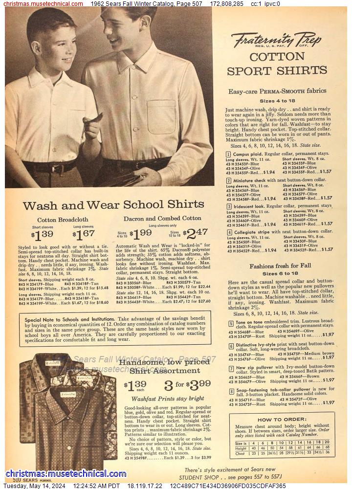1962 Sears Fall Winter Catalog, Page 507