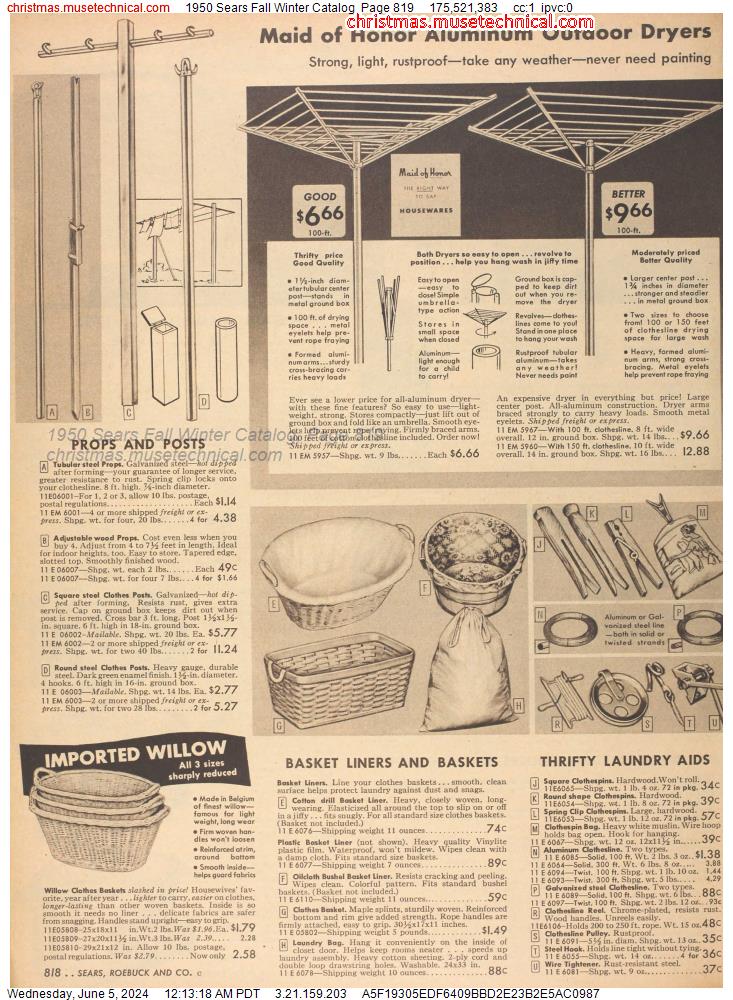 1950 Sears Fall Winter Catalog, Page 819