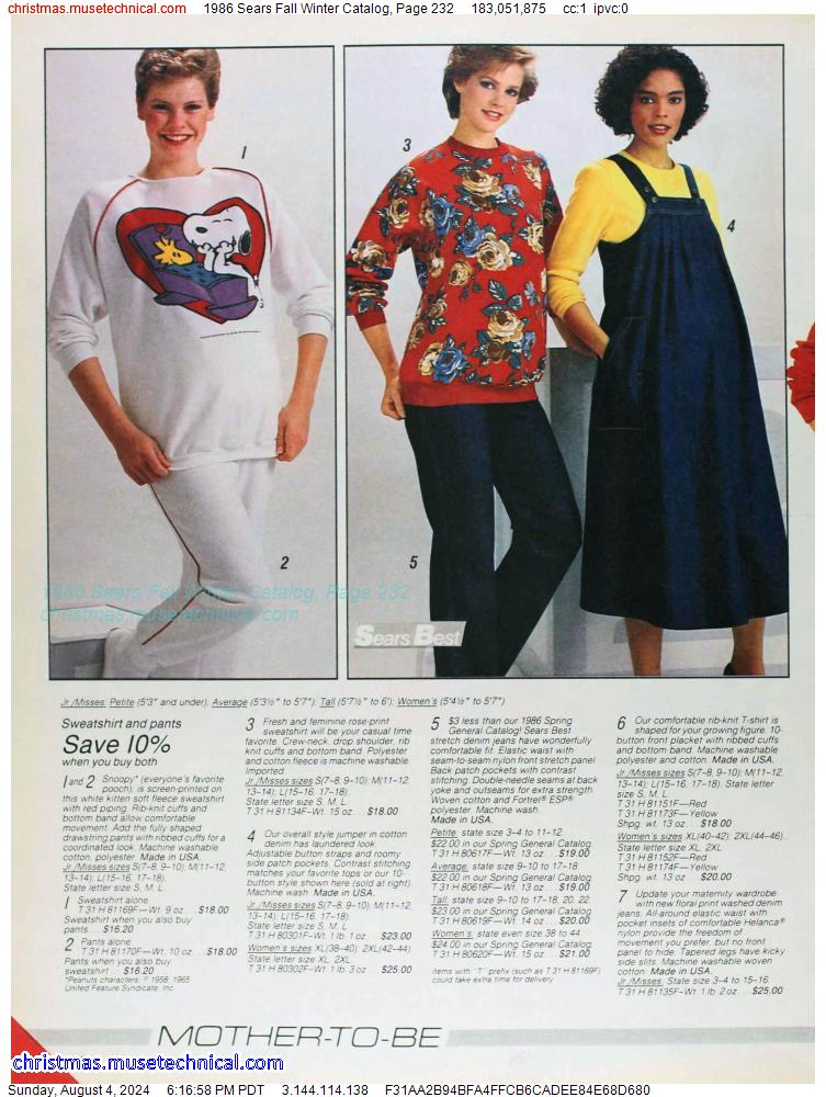 1986 Sears Fall Winter Catalog, Page 232