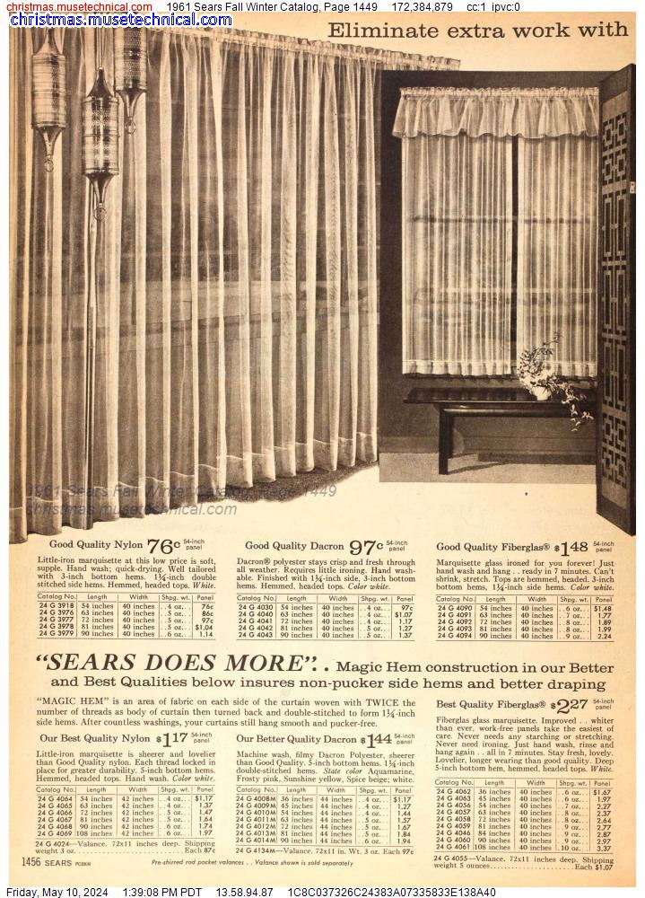 1961 Sears Fall Winter Catalog, Page 1449