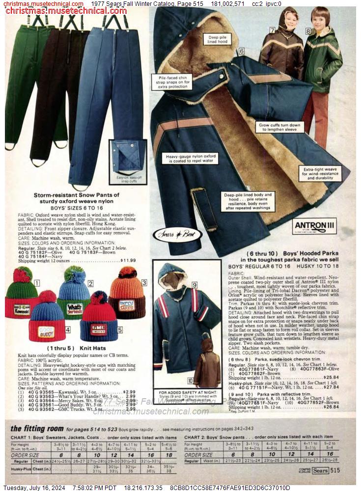1977 Sears Fall Winter Catalog, Page 515