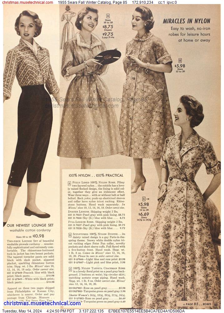1955 Sears Fall Winter Catalog, Page 85