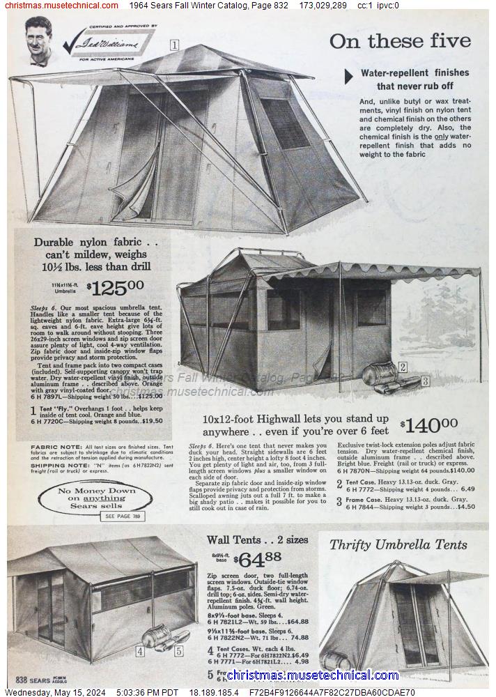 1964 Sears Fall Winter Catalog, Page 832