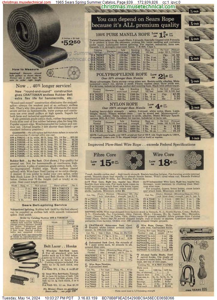 1965 Sears Spring Summer Catalog, Page 839