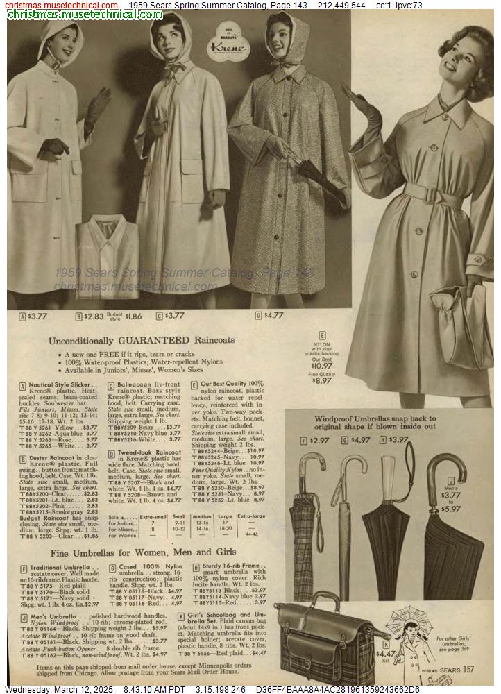 1959 Sears Spring Summer Catalog, Page 143