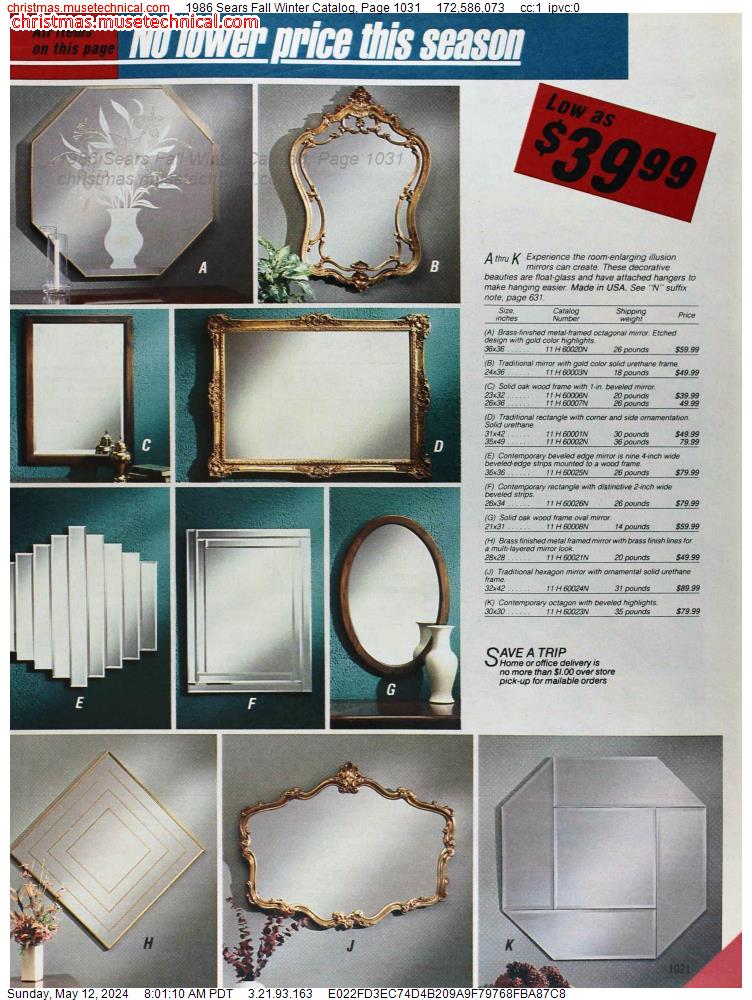 1986 Sears Fall Winter Catalog, Page 1031