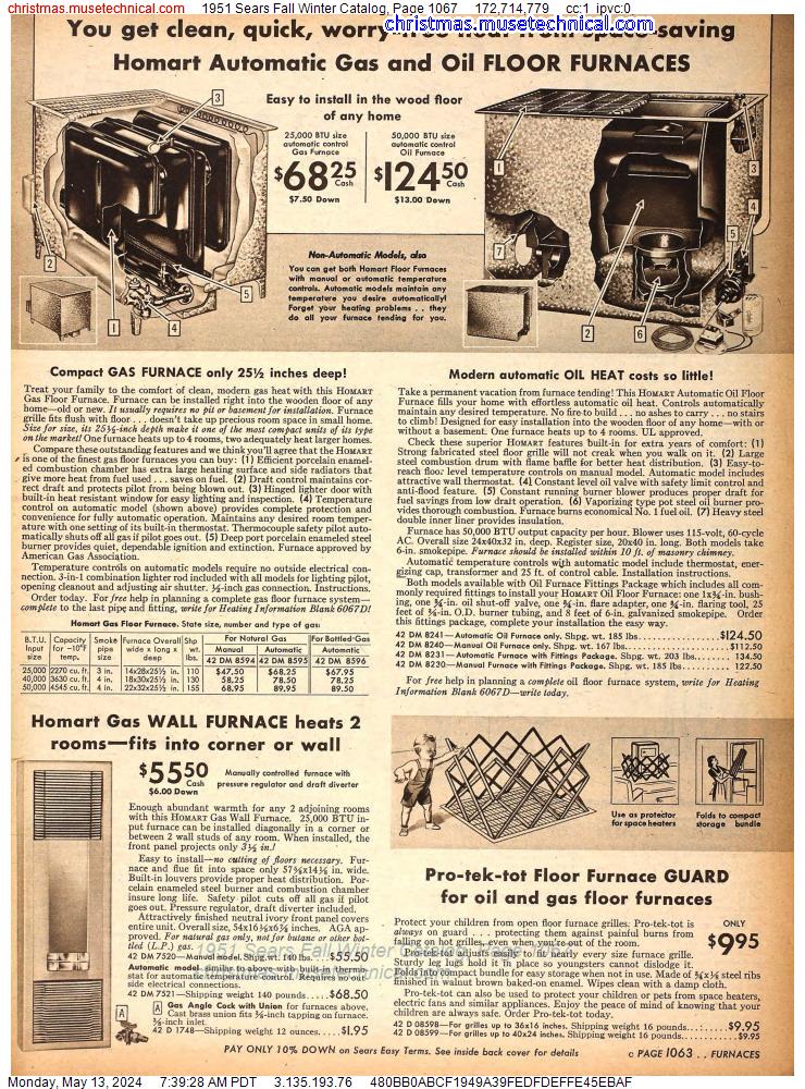 1951 Sears Fall Winter Catalog, Page 1067