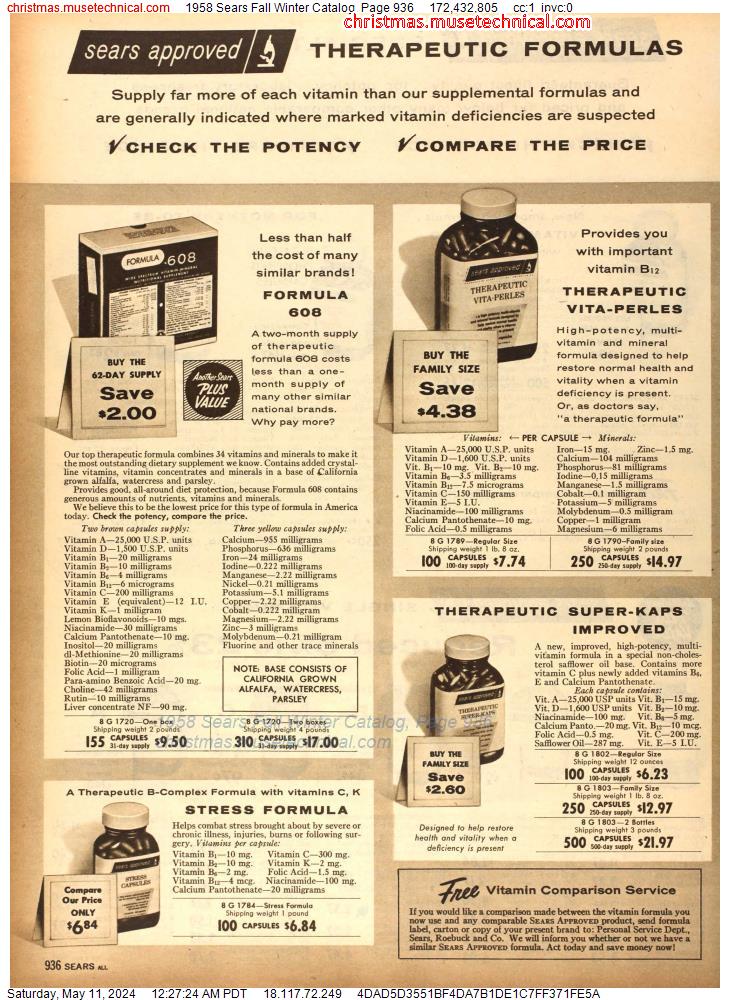 1958 Sears Fall Winter Catalog, Page 936
