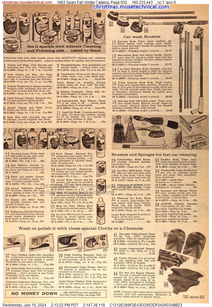 1963 Sears Fall Winter Catalog, Page 932