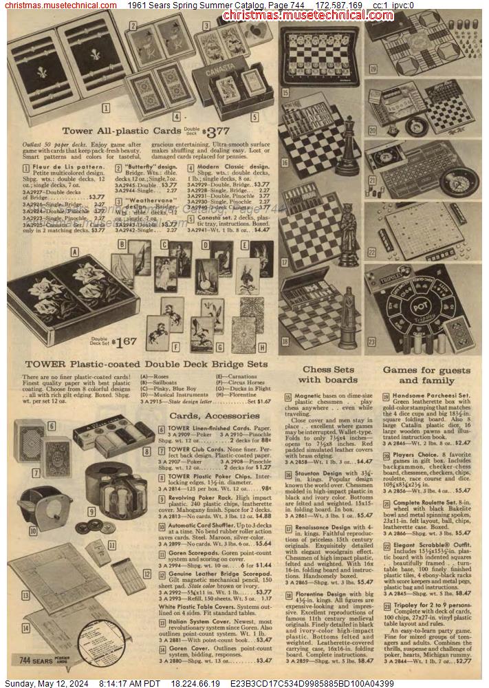 1961 Sears Spring Summer Catalog, Page 744