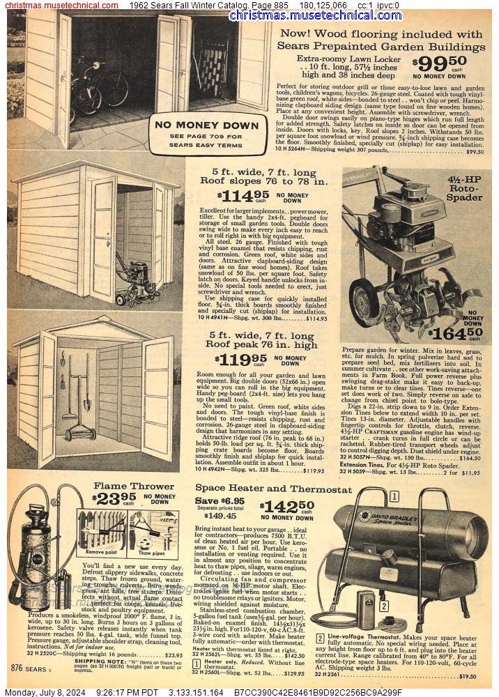 1962 Sears Fall Winter Catalog, Page 885