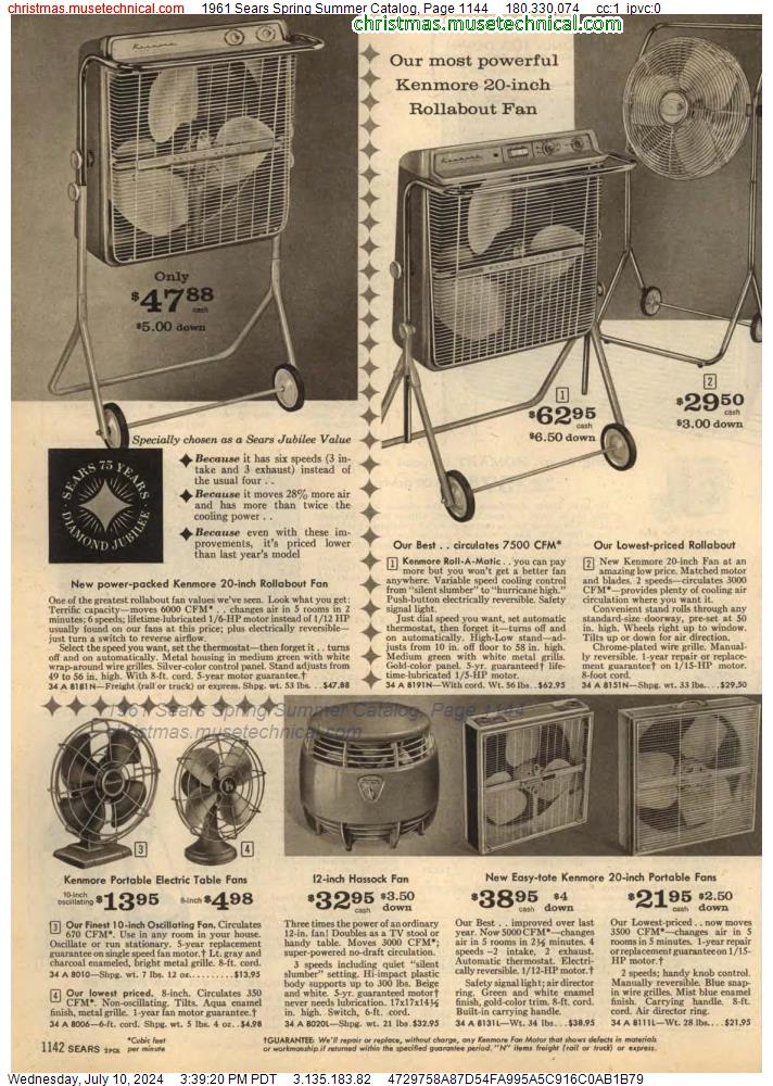 1961 Sears Spring Summer Catalog, Page 1144