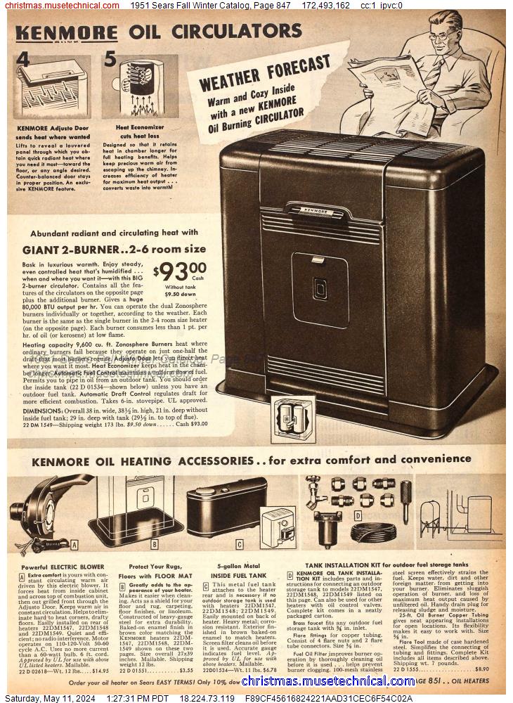 1951 Sears Fall Winter Catalog, Page 847