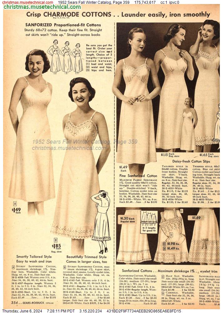 1952 Sears Fall Winter Catalog, Page 359