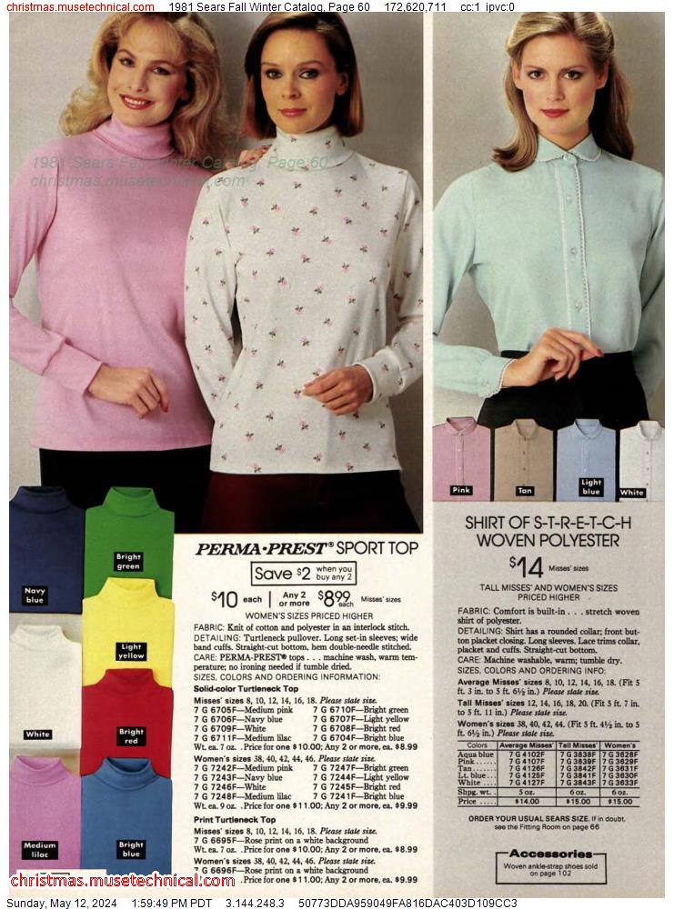 1981 Sears Fall Winter Catalog, Page 60
