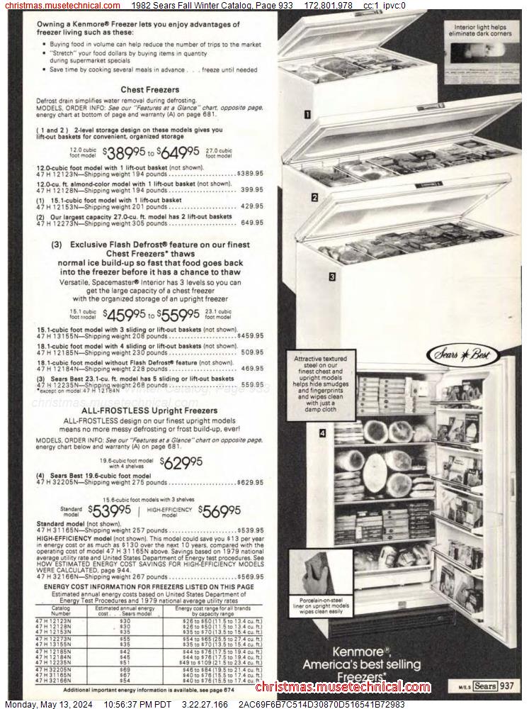 1982 Sears Fall Winter Catalog, Page 933