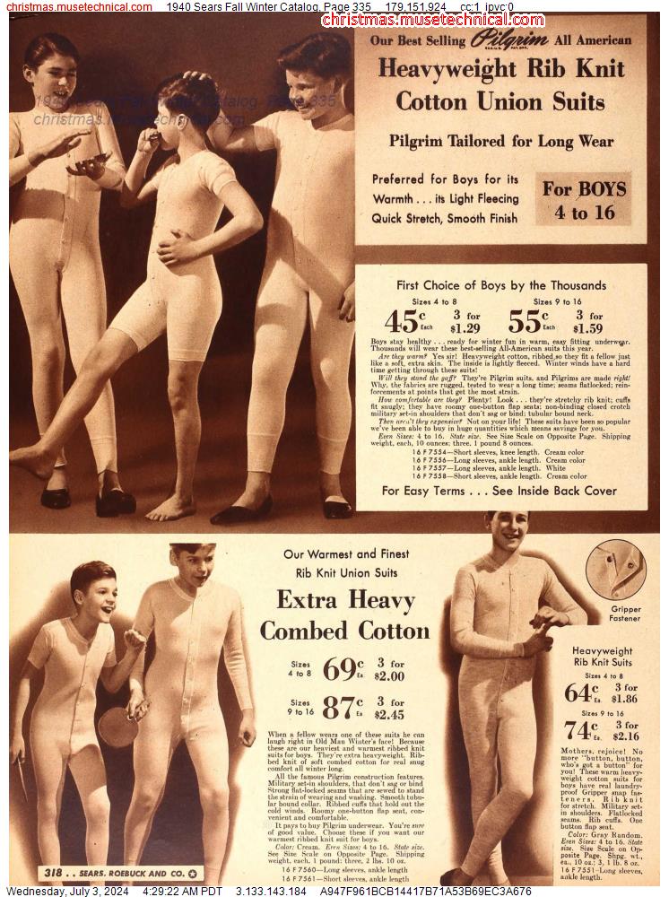 1940 Sears Fall Winter Catalog, Page 335
