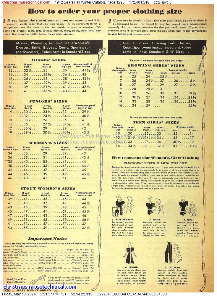 1942 Sears Fall Winter Catalog, Page 1295