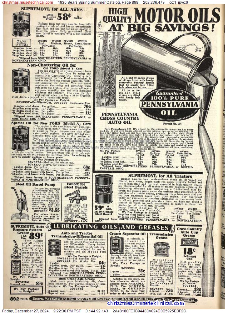 1930 Sears Spring Summer Catalog, Page 898