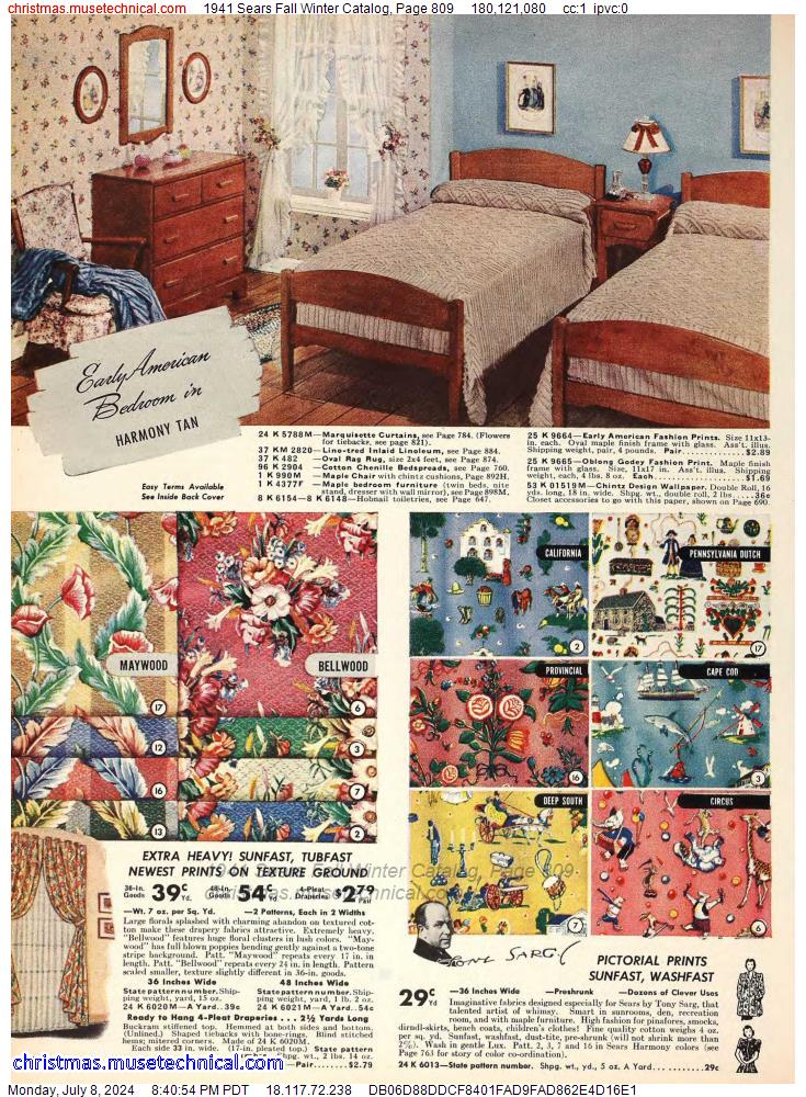 1941 Sears Fall Winter Catalog, Page 809