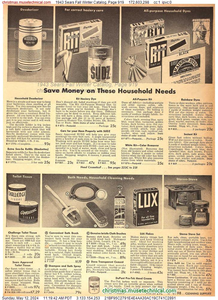 1943 Sears Fall Winter Catalog, Page 919