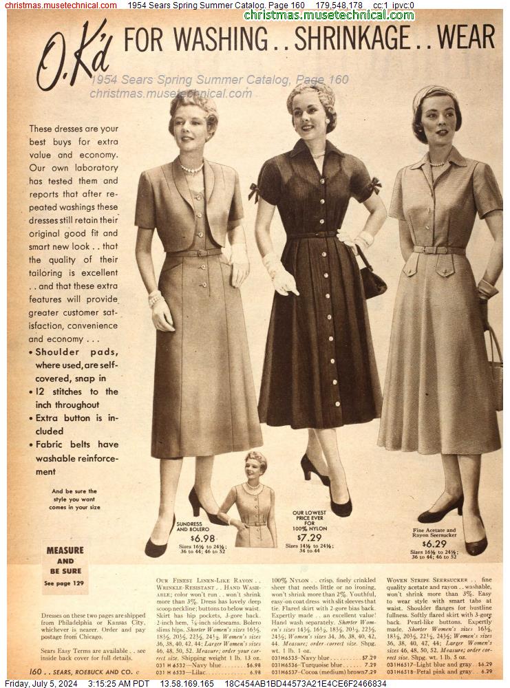 1954 Sears Spring Summer Catalog, Page 160