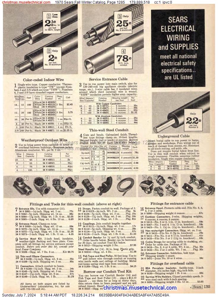 1970 Sears Fall Winter Catalog, Page 1285