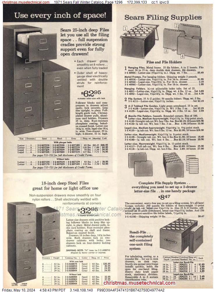 1971 Sears Fall Winter Catalog, Page 1296