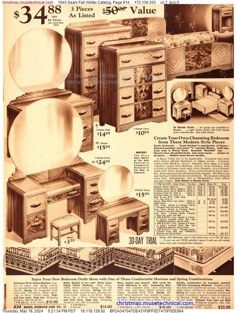 1940 Sears Fall Winter Catalog, Page 914