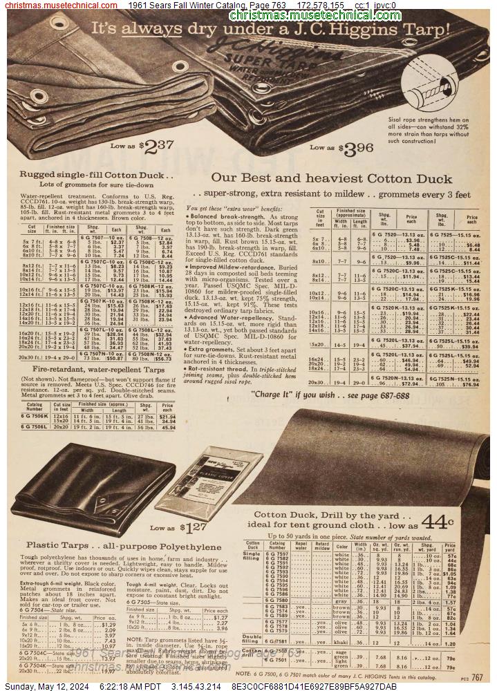 1961 Sears Fall Winter Catalog, Page 763
