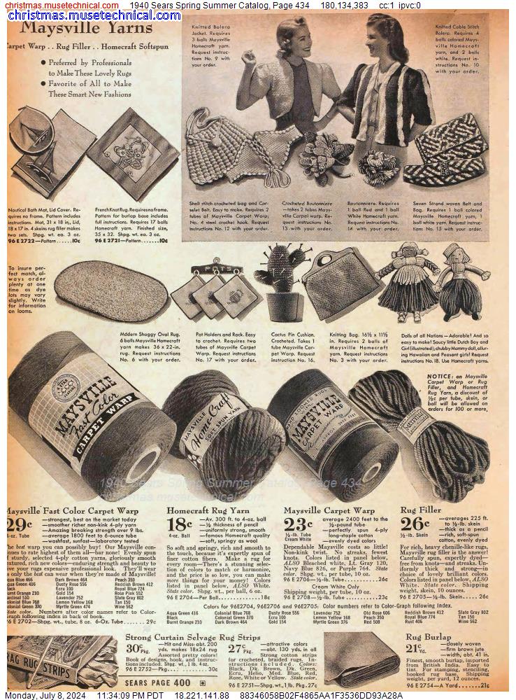 1940 Sears Spring Summer Catalog, Page 434